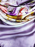 Хустка шовкова жіноча на шию, на голову косинка, у зачіску, на сумку платок атласний 90х90 квітковим принтом, фото 7