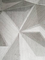 Обои виниловые на флизелине Ugepa ONYX метровые геометрия 3д фигуры треугольники точки серые металлик