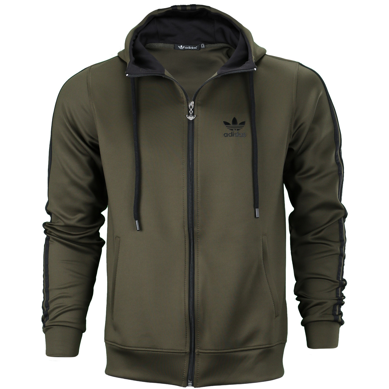 Кофта весна-осінь хакі ADIDAS з чорн лампас К-104 KHA S (Р) 21-700-008