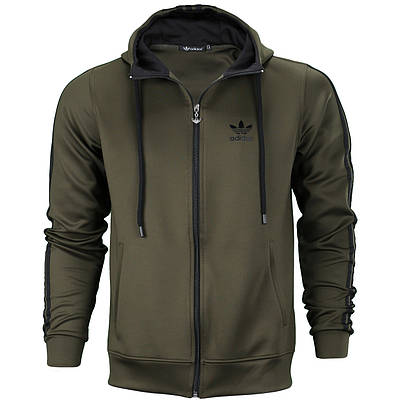 Кофта весна-осінь хакі ADIDAS з чорн лампас К-104 KHA S (Р) 21-700-008