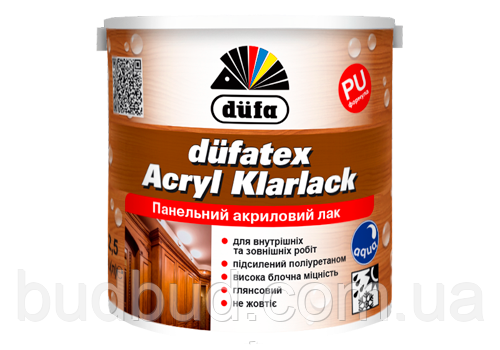 Лак панельний акриловий Dufatex Acryl Klarlack 0,75 л, Глянцевий