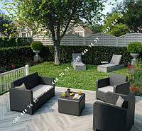 Комплект садовый, мебель садовая, 2 кресла диван и столик под ротанг