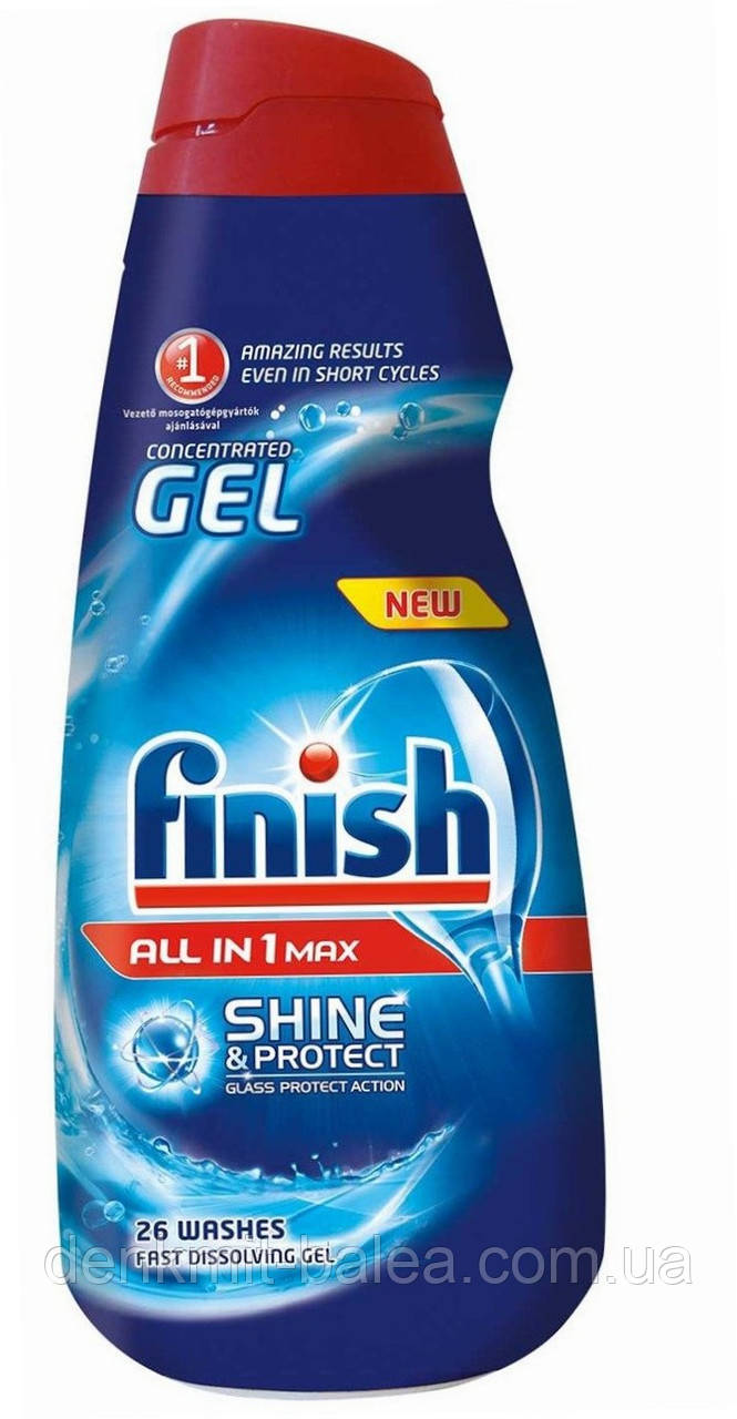 Гель Фініш для миття посуду в посудомийній машині  Finish All in 1 Max Shine & Protect Concentrated Dishwashe