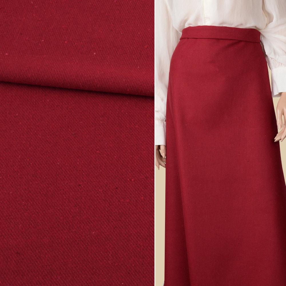 Тканина костюмна діагональ червона темна з кольоровими вкрапленнями ш.150