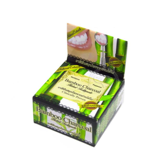 Кругла Зубна паста з вугіллям бамбука (Wonder charcoal toothpaste, Siam Nature), 25 грамів, фото 1