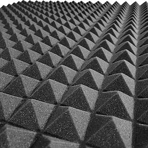 Панель з акустичного поролону «Піраміда» EchoFom Standart Чорний графіт 500х500х40, фото 2