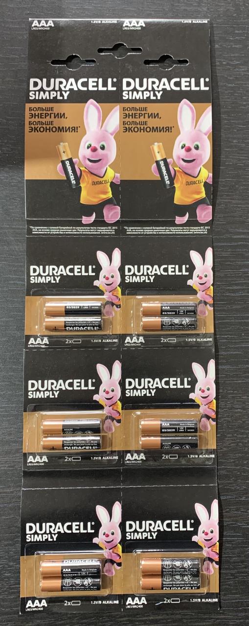 Батарейки Duracell AAА LR3 Оригінал Дюрасел 20 штук на блістері, фото 1