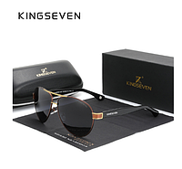 Фирменные солнцезащитные очки Авиаторы с градиентными линзами N7777 KINGSEVEN DESIGN Коричневый/Серый
