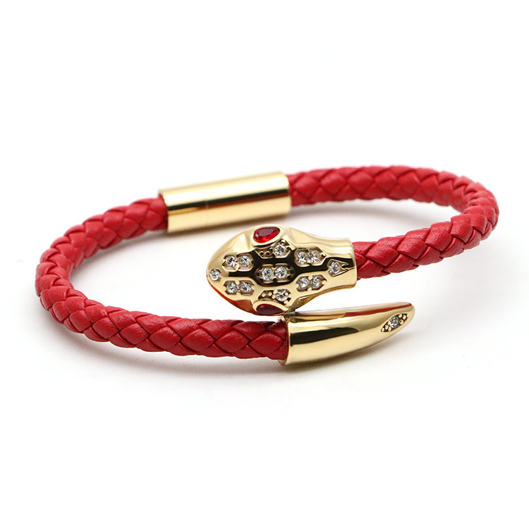 Браслет шкіряний зі сталлю. Змія Розмір 18 см, фото 1