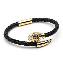 Браслет шкіряний зі сталлю. Змія Розмір 18 см