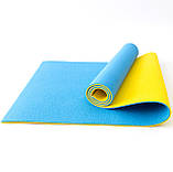 Килимок для йоги, фітнесу та спорту (каремат спортивний) OSPORT Спорт 8мм + чохол (n-0008) Синьо-жовтий, фото 2