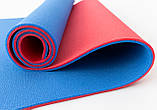 Килимок для йоги, фітнесу та спорту (каремат спортивний) OSPORT Спорт 8мм + чохол (n-0008) Синьо-червоний, фото 3