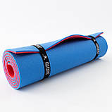 Килимок для йоги, фітнесу та спорту (каремат спортивний) OSPORT Спорт 8мм + чохол (n-0008) Синьо-червоний, фото 4