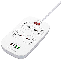 Подовжувач мережевий 2 метра Ldnio SC4407 |2500W 2m EU plug 4USB 4 Sockets QC3.0 3.1A/18W| Білий