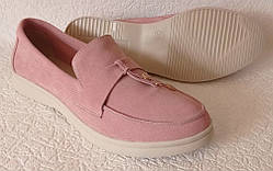 Жіночі лофери Loro piana,рожеві замшеві туфлі лоро піана мокасини