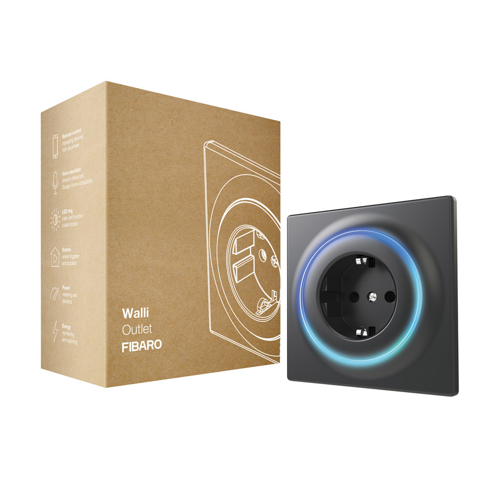 Розетка Z-Wave FIBARO Walli Outlet — FGWOF-011 Чорний, фото 1