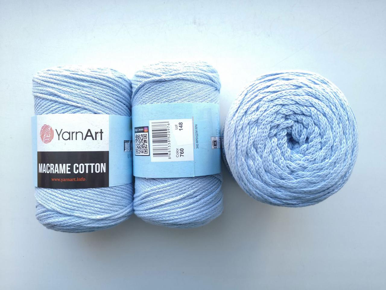 Пряжа YarnArt Macrame Cotton Ярнарт Макраме Коттон колір 760 блакитний, моток 250г