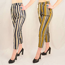 Жіночі укорочені літні лляні смугасті штани XL — 4XL Kenalin