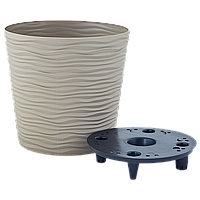 Горщик для квітів зі вставкою низький"Ф'южн" 0,6л d12*11см (какао)