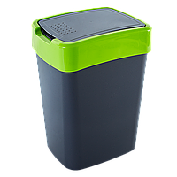 Відро Євро для сміття 10л 24*19*32см граніт/оливковий Алеана