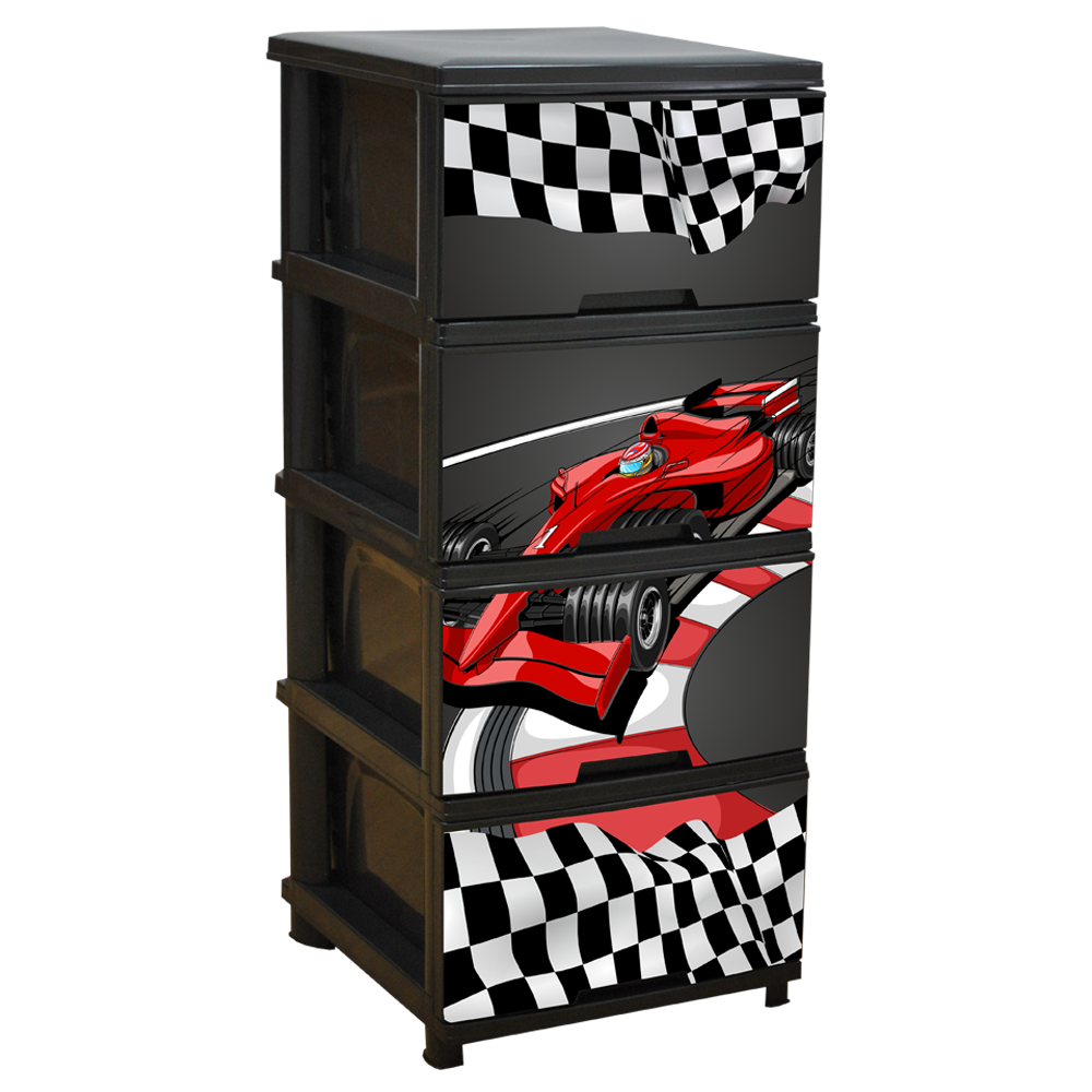 Комод з декором на 4 ящики (темно-сірий,Ралі)