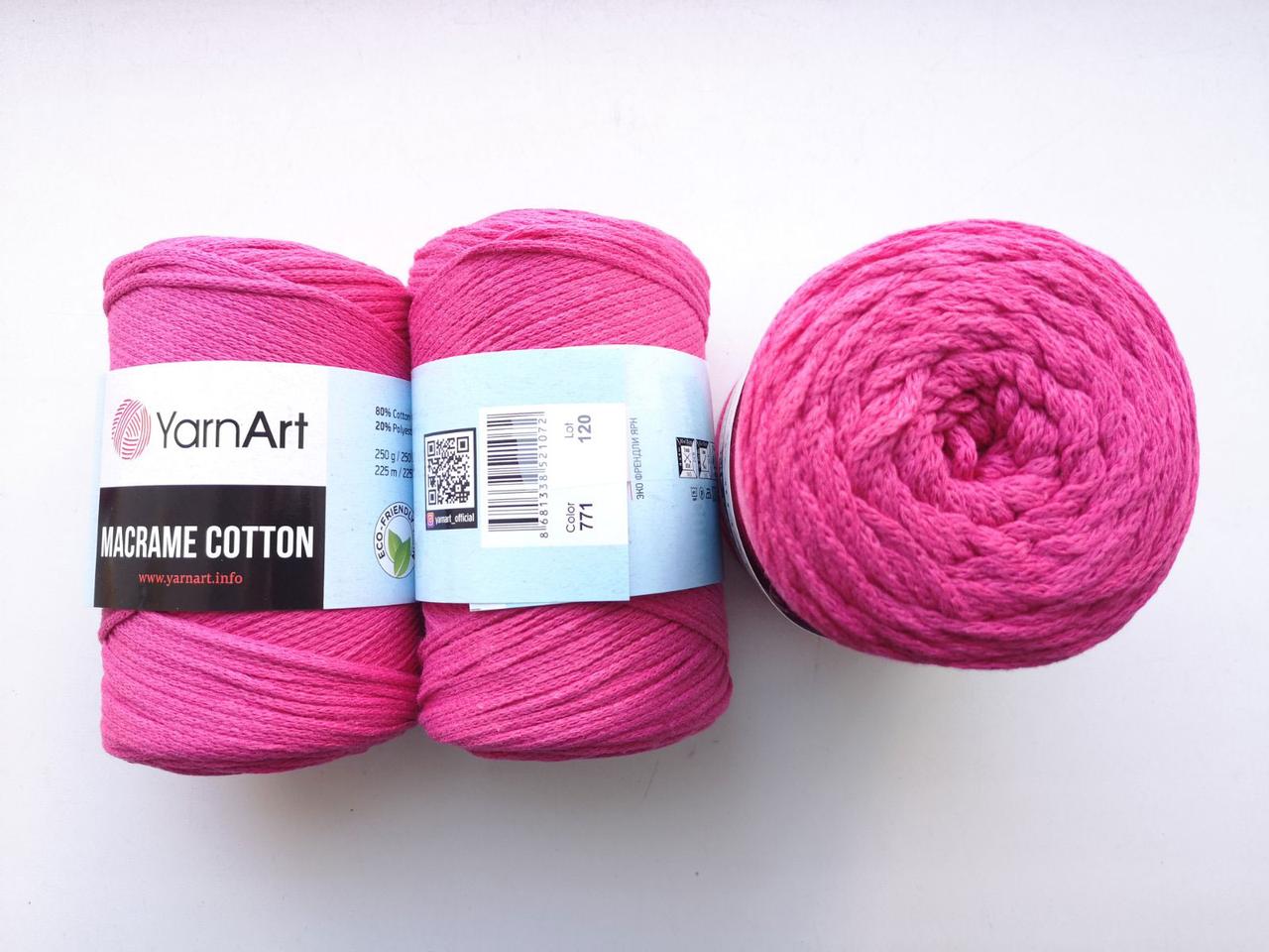 Пряжа YarnArt Macrame Cotton Ярнарт Макраме Коттон колір 771 малиновий, 1 моток 250г
