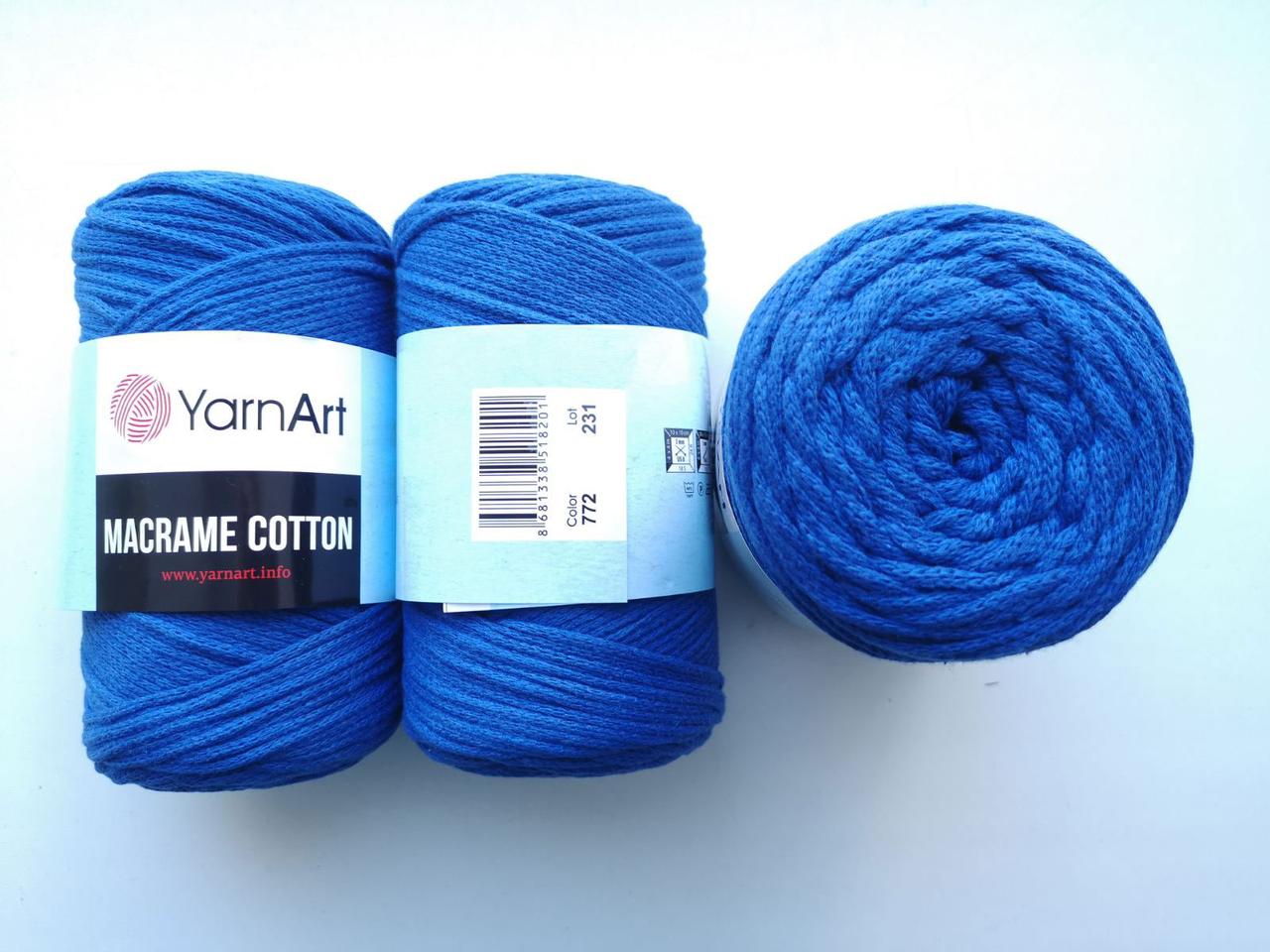 Пряжа YarnArt Macrame Cotton Ярнарт Макраме Коттон колір 772 синій, 1 моток 250г