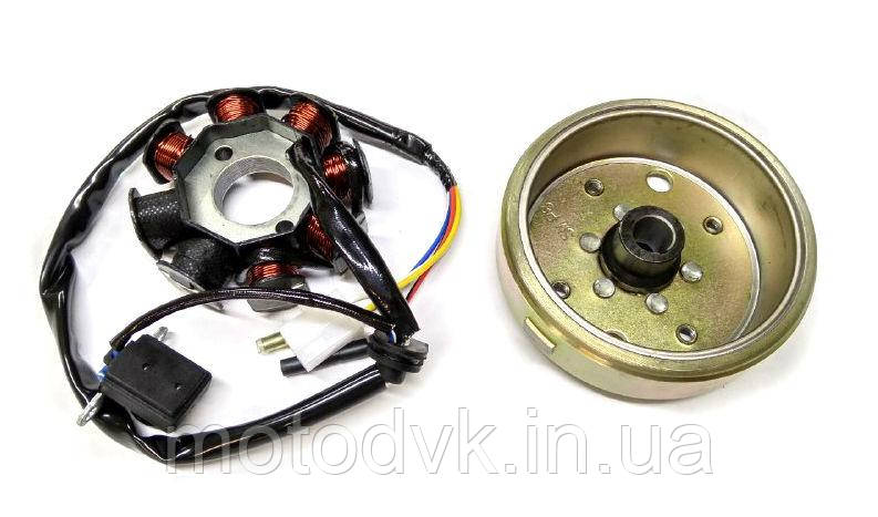 Генератор на скутер 50сс 4T QT-50, QT-26, QT-6А (6 + 2 котушки, 2 + 2 контакти)