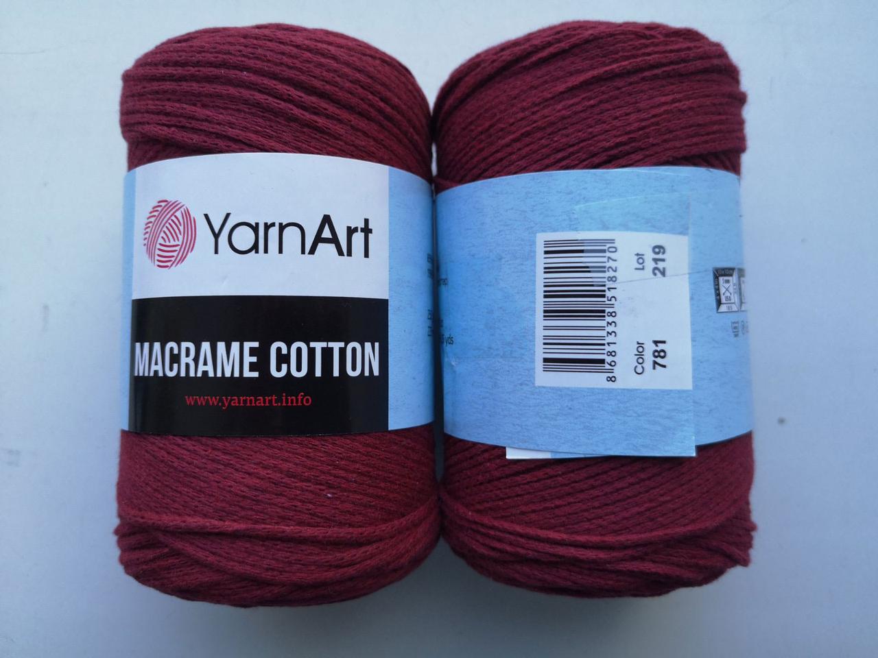 Пряжа YarnArt Macrame Cotton Ярнарт Макраме Коттон колір 781 вишневий, 1 моток 250г