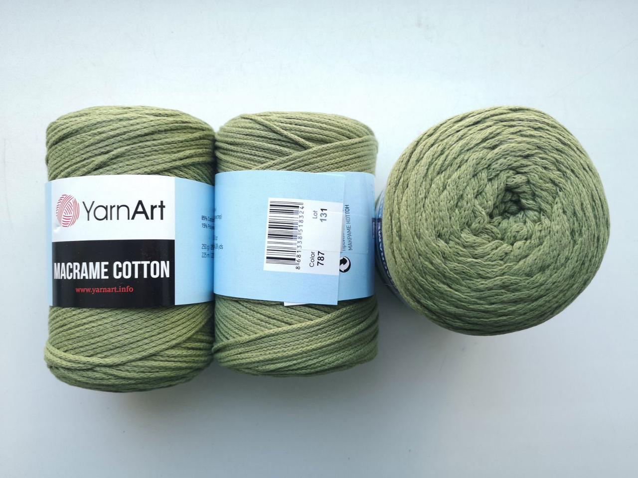 Пряжа YarnArt Macrame Cotton Ярнарт Макраме Коттон колір 787 сіро-зелений, 1 моток 250г