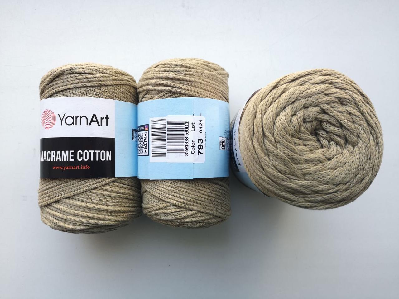 Пряжа YarnArt Macrame Cotton Ярнарт Макраме Коттон колір 793 бежевий хакі, 1 моток 250г, фото 1