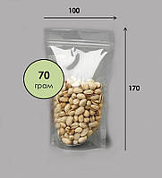 Пакет дой-пак прозорий глянсовий 100х170 із зип замком, пакет для чаю з клапаном об'єм 70 грамів (Від 100 шт.)