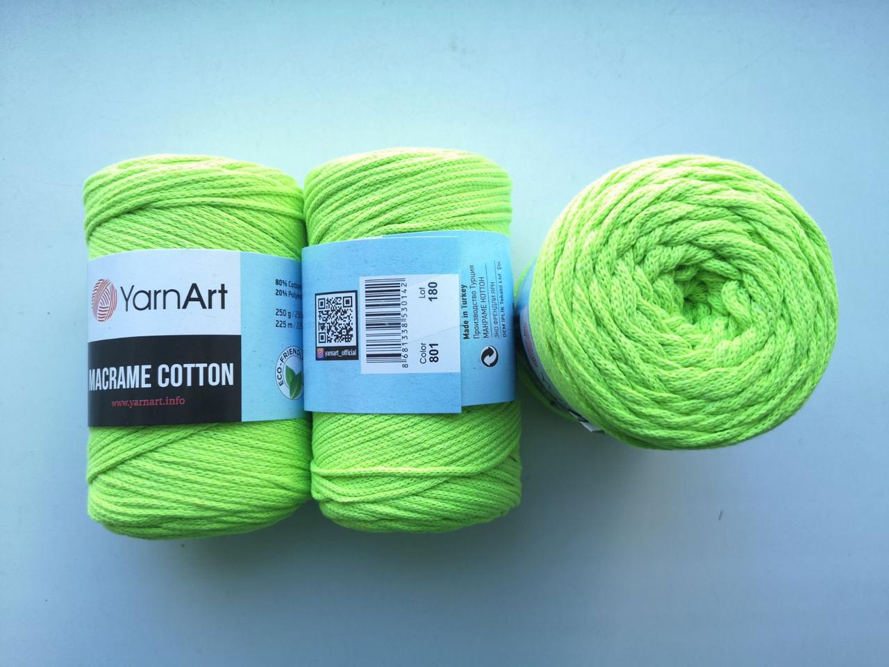 Пряжа YarnArt Macrame Cotton Ярнарт Макраме Коттон колір 801 неоновий, 1 моток 250г