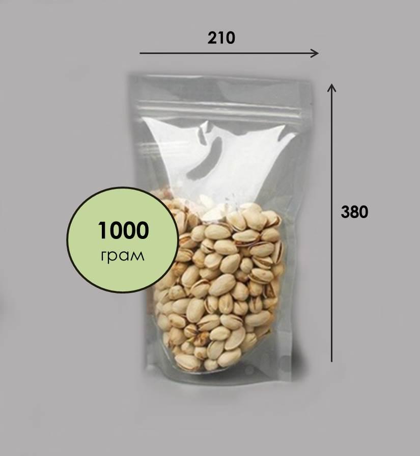 Пакет Дой-пак прозрачный с зип замком zip-lock 210х380 объем 1000 грамм для кофе чая орехов (От 100шт.) - фото 1 - id-p1399452281