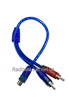 Перехідник гн.RCA - 2 шт. RCA, з кабелем 0,2 метра, сині