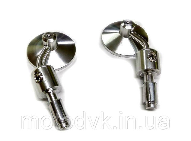 Дзеркала в кермо мотоцикла срібло круглі (SL-016)