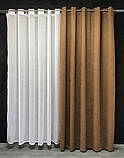 Комплект штор на люверсах з тюлем Штори на люверсах 200х270 + тюль 500х270 Штори з підхватами Колір Кавовий, фото 3