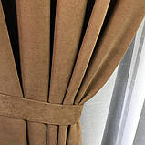 Комплект штор на люверсах з тюлем Штори на люверсах 200х270 + тюль 500х270 Штори з підхватами Колір Кавовий, фото 6