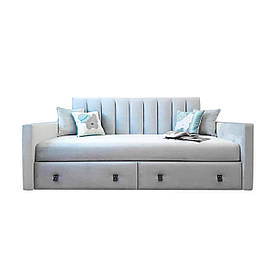 Дивани-ліжка для підлітків MeBelle JEAN 100х200 з висувними ящиками для речей, світло-сірий велюр