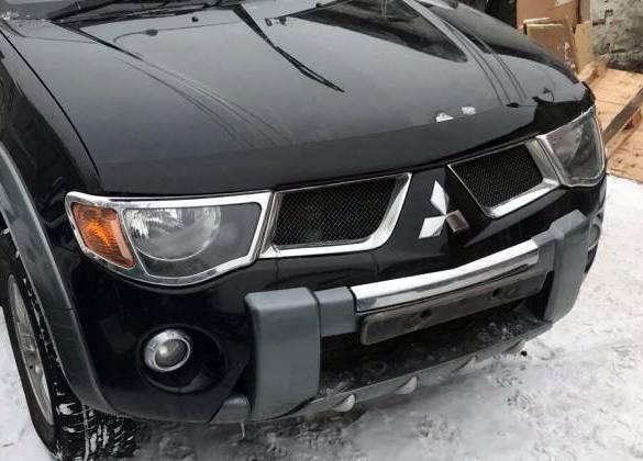 Хром накладки на фари Mitsubishi L-200 2006-2014 (EGR)