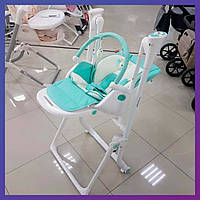 Стільчик для годування + заколисувальний центр 2 в 1 Carrello Triumph CRL-10302 Turquoise / Mint Green м'ятний