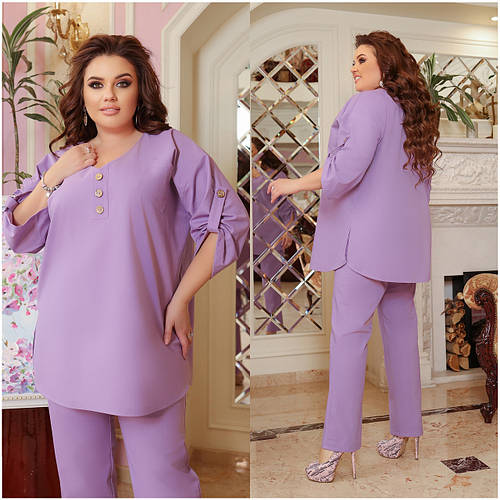 Костюм брючный женский лен БАТАЛ, цена 1385 грн — Prom.ua (ID#1399603139)