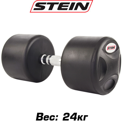 Гантель нерозбірна сталева гантель професійна гумова з хромованою ручкою Stein 24 кг, фото 1