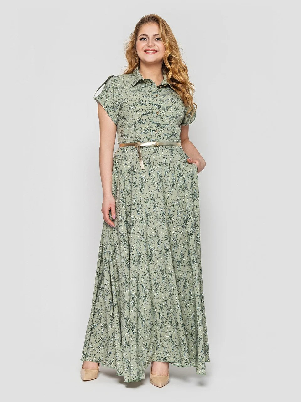 Жіноче плаття максі Олена оливка / великих розмірів / розмір 48, 50, 52