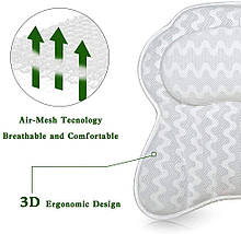 Подушка підголовник для ванної ортопедична з присосками для підтримки голови шиї спини 41*42*6см для ванни, фото 3