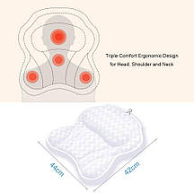 Подушка підголовник для ванної ортопедична з присосками для підтримки голови шиї спини 41*42*6см для ванни, фото 2