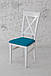 Стілець обідній дерев'яний Крос білий бірюза, фото 7