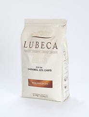 Шоколад молочний кувертюр з карамельним смаком Lubeca CARAMEL 33% у вигляді калет 2,5 кг