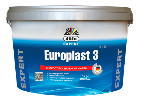 Зносостійка латексна фарба Europlast 3 DE103 Dufa EXPERT 1 л