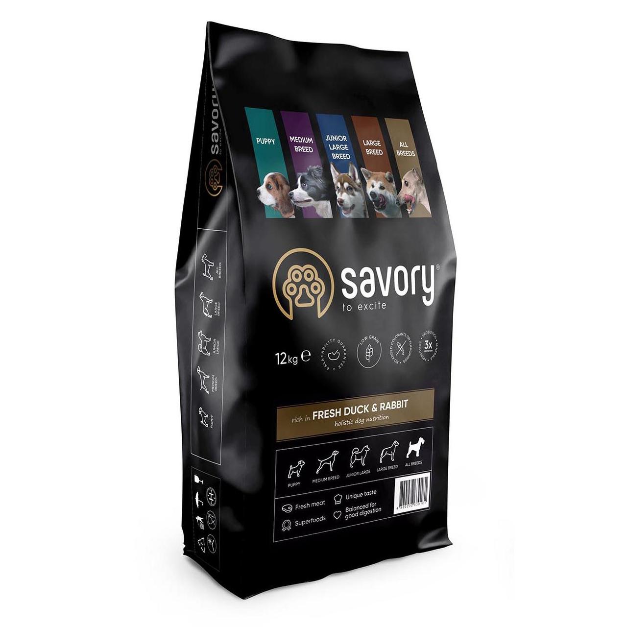 Сухий корм Savory Adult All Breeds rich in Fresh Duck & Rabbit для собак усіх порід з качкою та кроликом 3 КГ